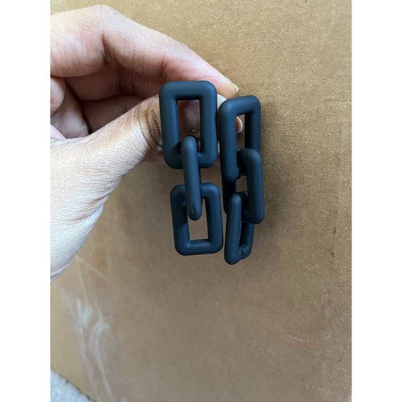 Black Chain earrings acrylic chunky big link curb earrings statement earrings - Picture 2 of 7